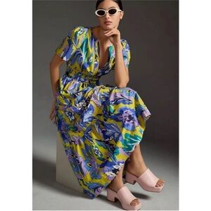 Anthropologie The Somerset Tiered Midi Dress in Size XS Petite